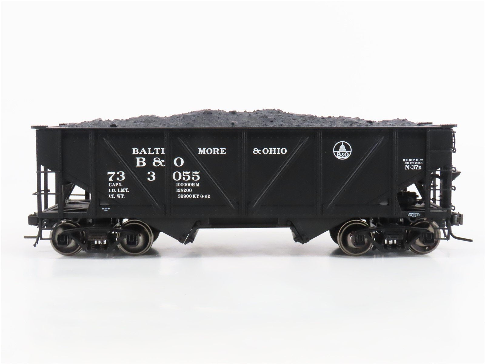 O 2-Rail Atlas B&O Baltimore & Ohio 2-Bay Open Hopper Car #733055 w/Load