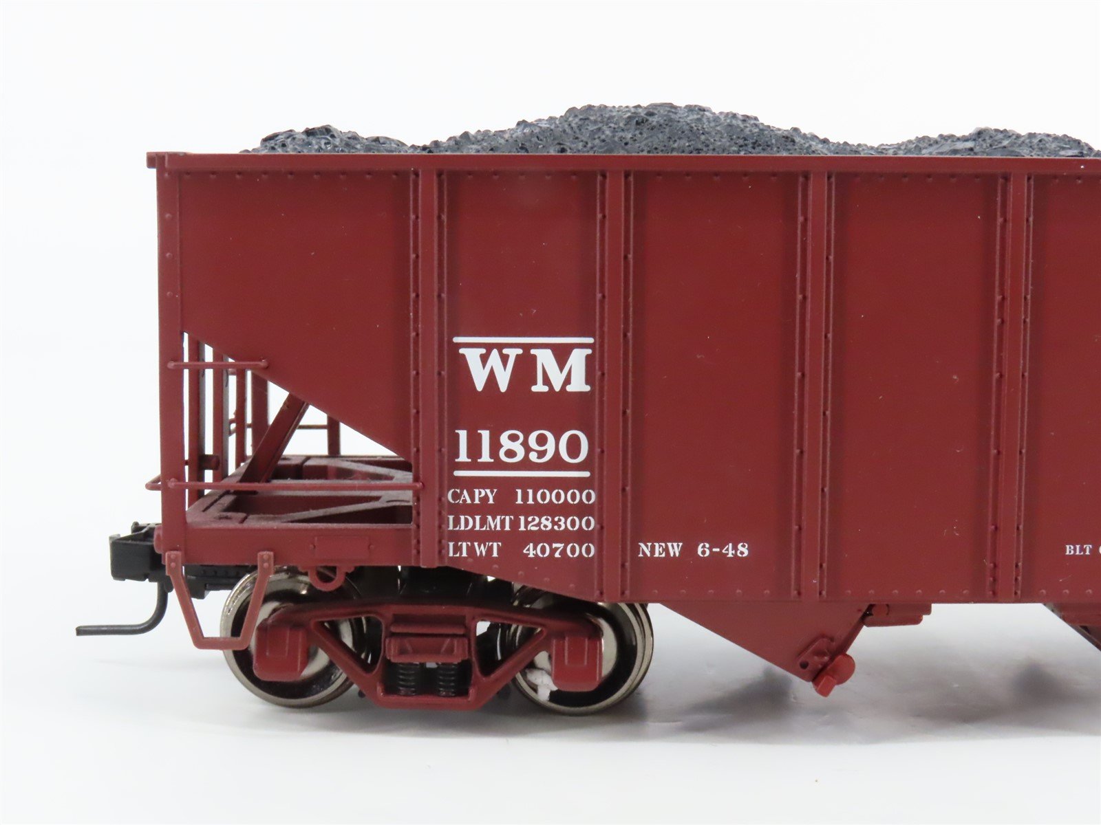 O 2-Rail Atlas WM Western Maryland 2-Bay Open Hopper Car #11890 w/Load