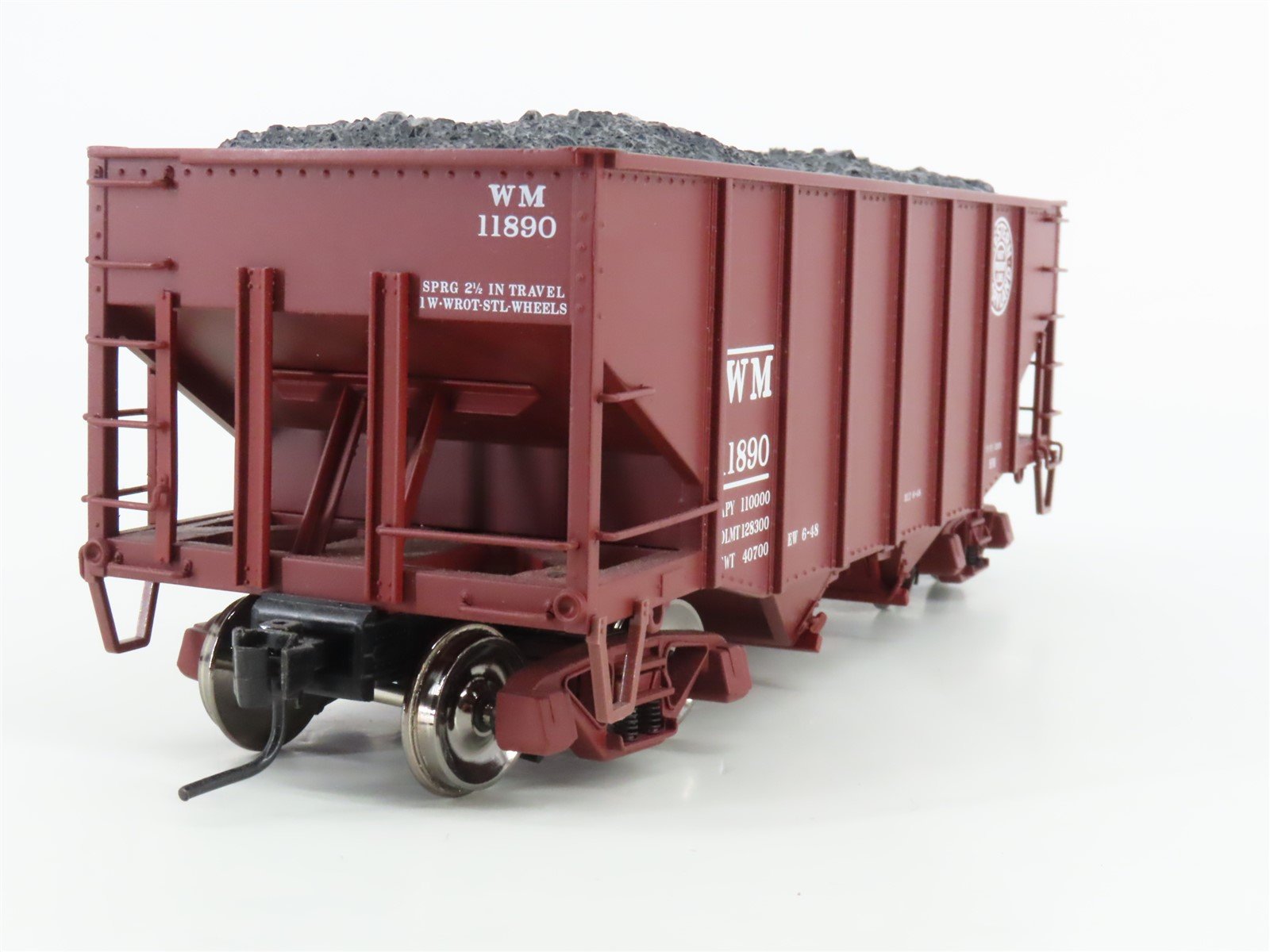 O 2-Rail Atlas WM Western Maryland 2-Bay Open Hopper Car #11890 w/Load