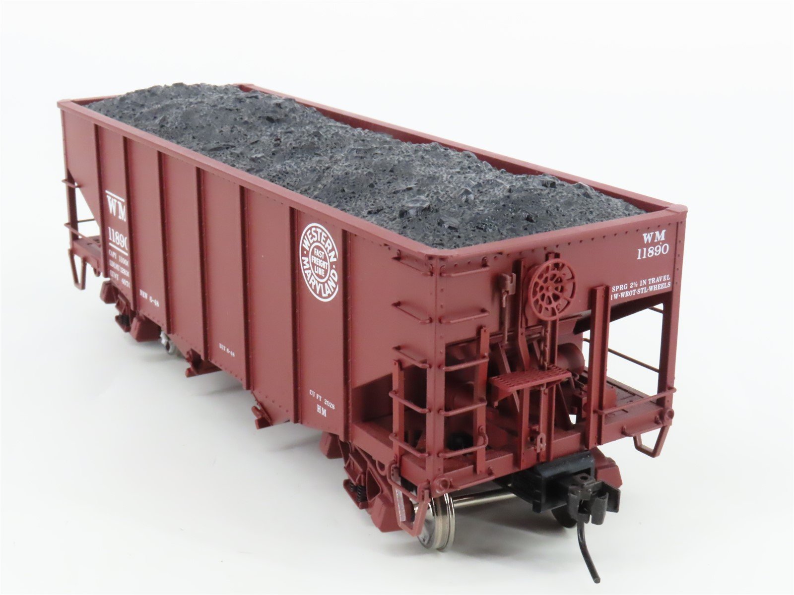 O 2-Rail Atlas WM Western Maryland 2-Bay Open Hopper Car #11890 w/Load