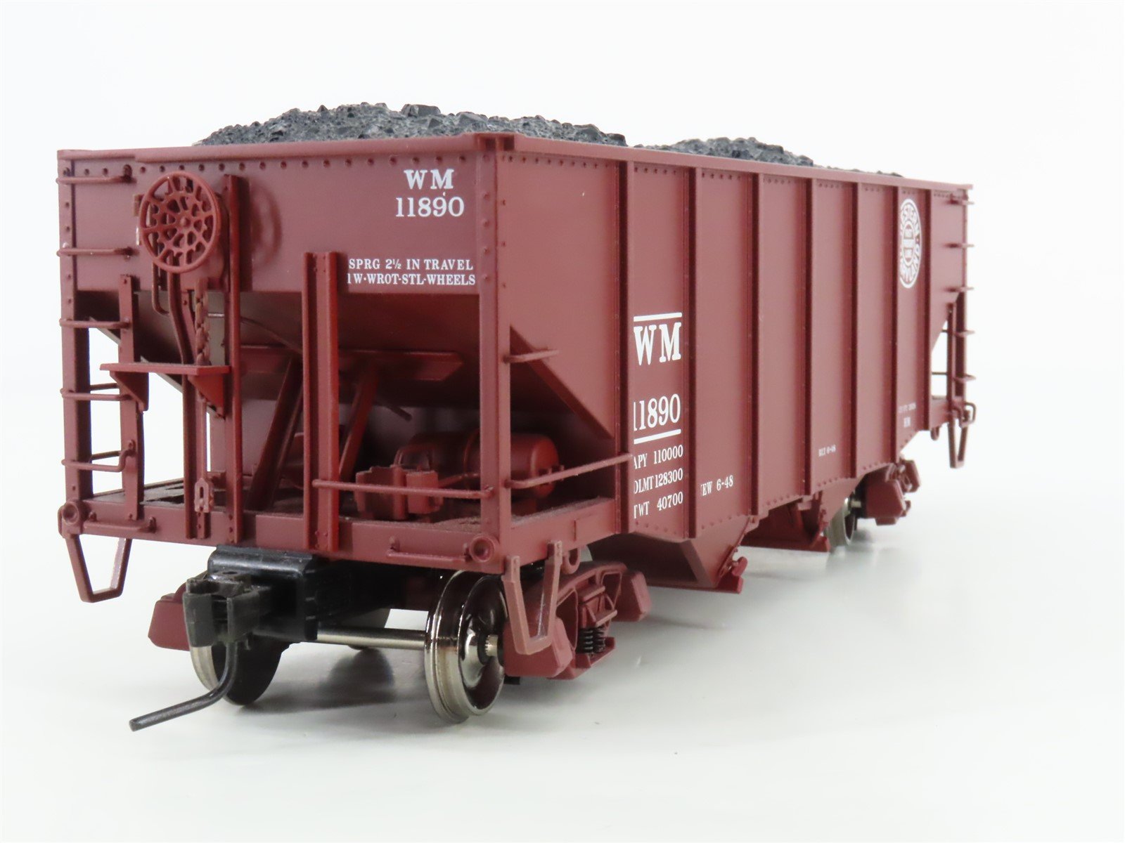 O 2-Rail Atlas WM Western Maryland 2-Bay Open Hopper Car #11890 w/Load