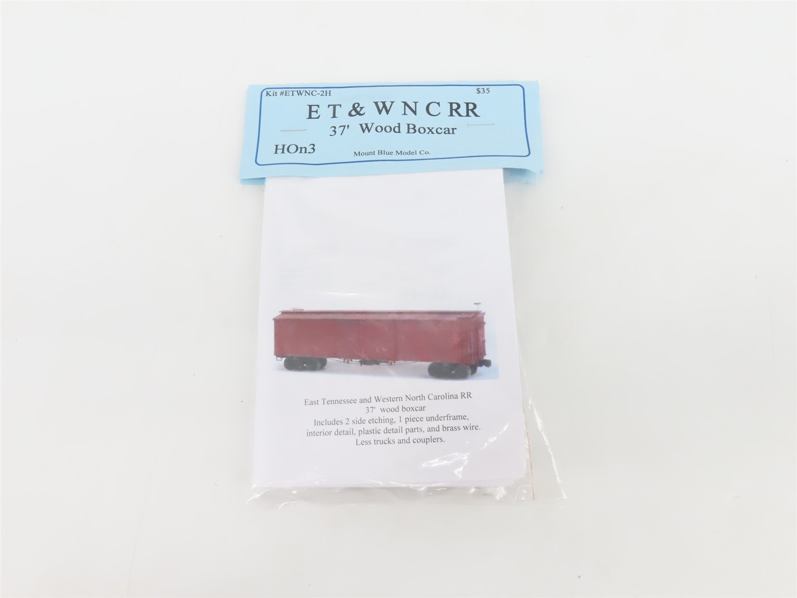 HOn3 Scale Mount Blue ETWNC-2H ET&WNC Railway 37' Wood Boxcar Kit