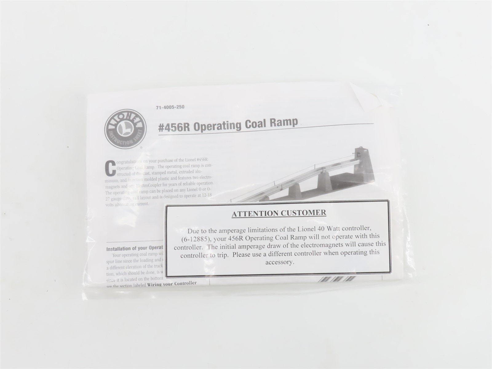 O 1/48 Scale Lionel 6-14005 No. 456R Operating Coal Ramp