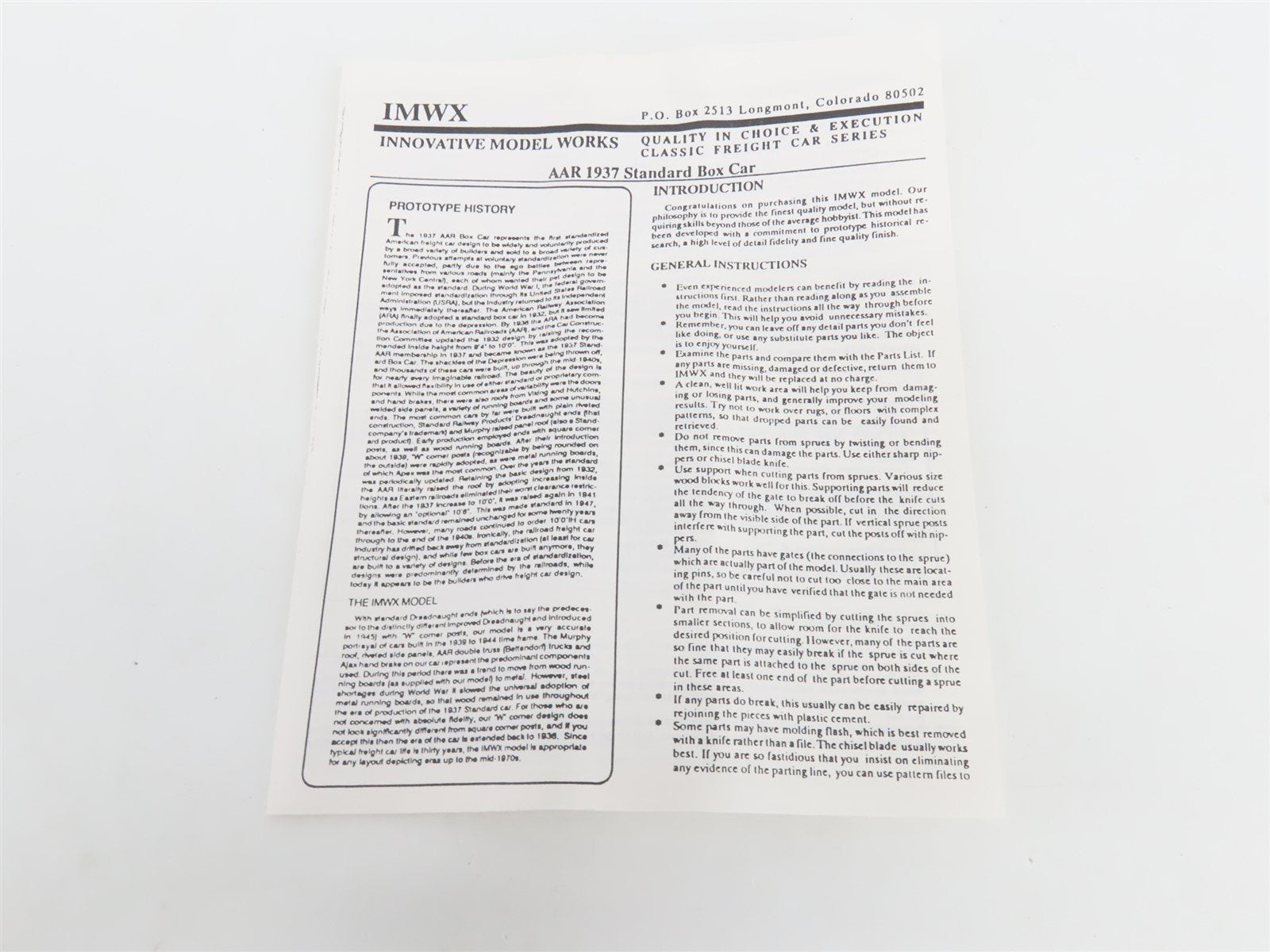 HO Scale IMWX/Des Plaines Hobbies Kit 125 