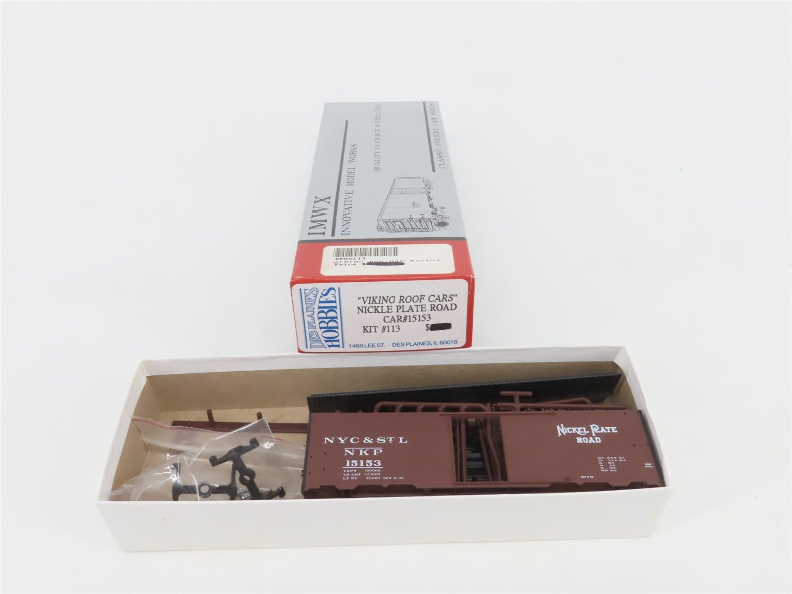 HO IMWX/Des Plaines Hobbies Kit 113 "Viking Roof" NYC&StL NKP 40' Box Car #15153