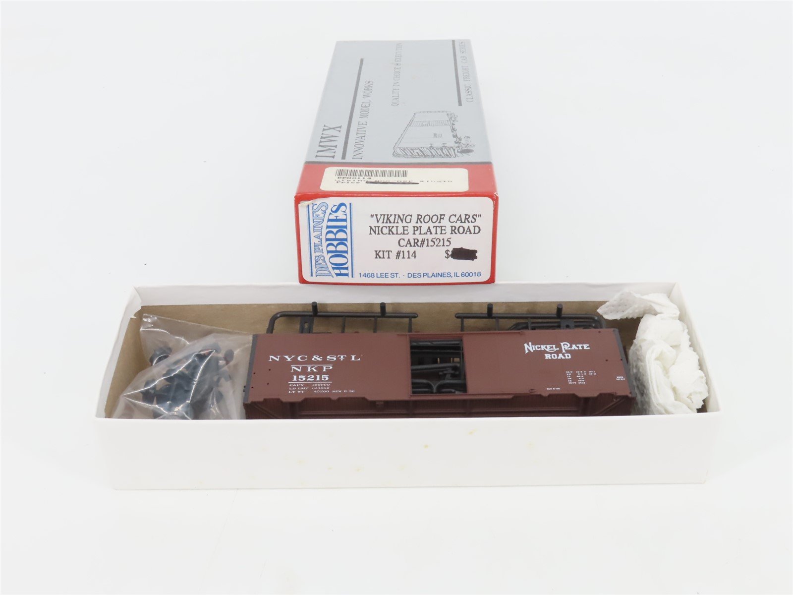 HO Scale IMWX/Des Plaines Hobbies Kit 114 NYC&StL NKP Viking Roof Box Car #15215
