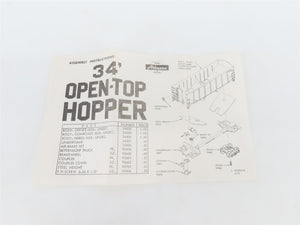 HO Scale Athearn Kit 5400 Undecorated 34' 2-Bay Offset Side Open Hopper