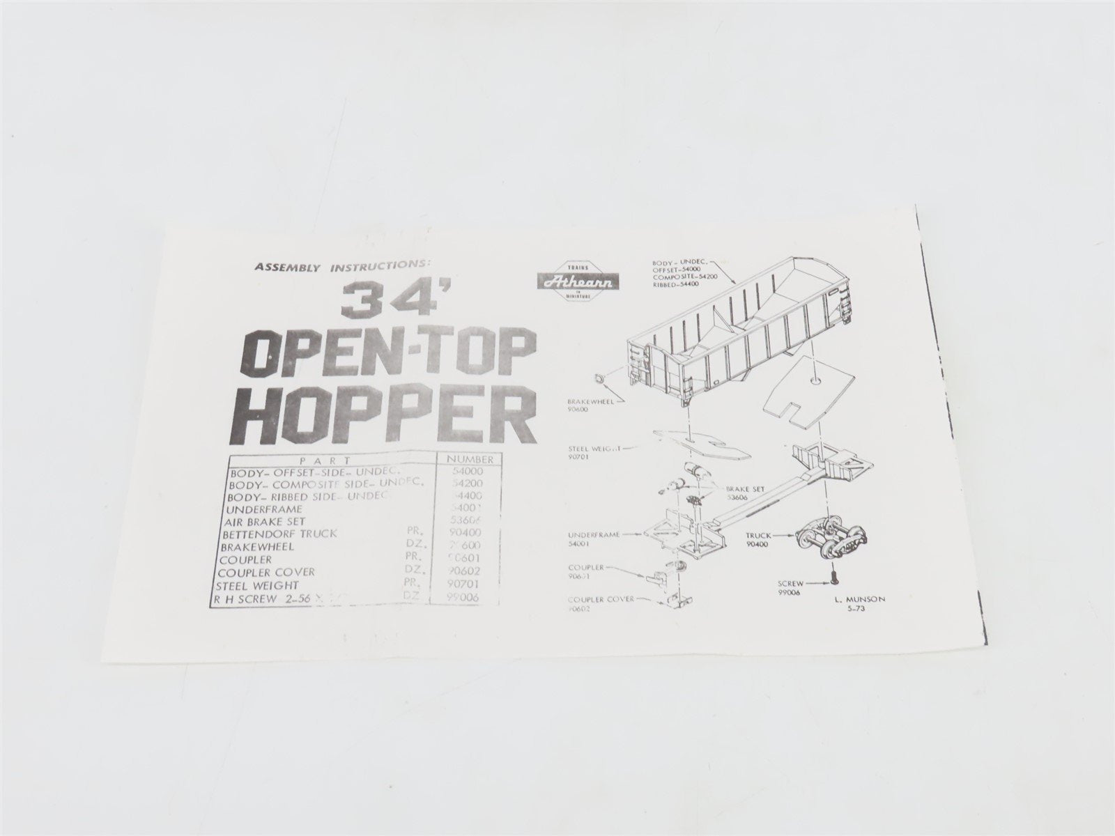 HO Athearn Kit C&O Chesapeake & Ohio 34' 2-Bay Composite Side Open Hopper #53000