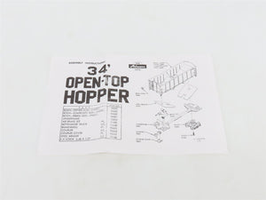 HO Scale Athearn Kit 5447 Undecorated Black 34' 2-Bay Rib Side Open Hopper
