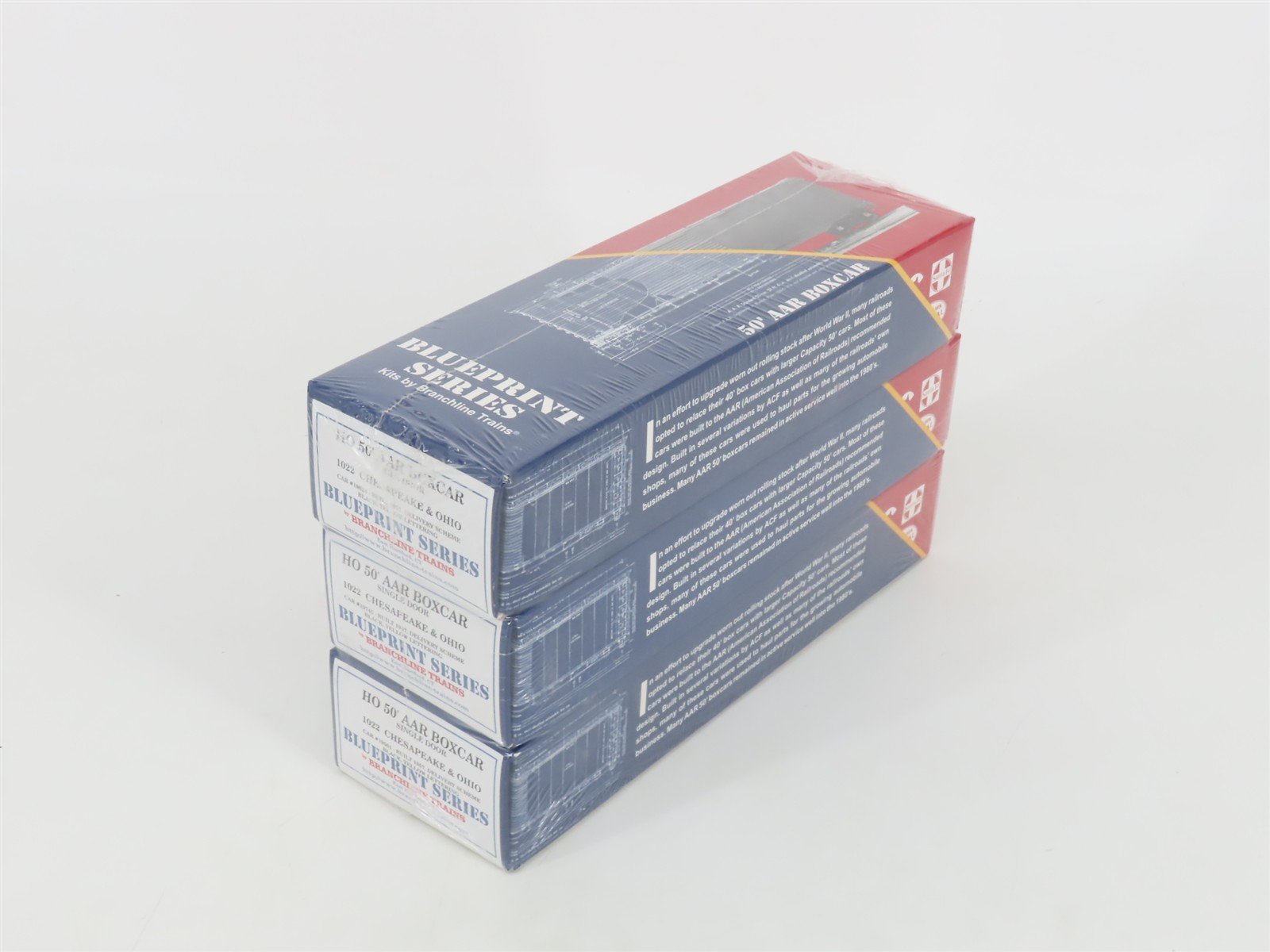 HO Scale Branchline Blueprint Series Kit 1022 C&O 50' Box Car 3-Pack - SEALED