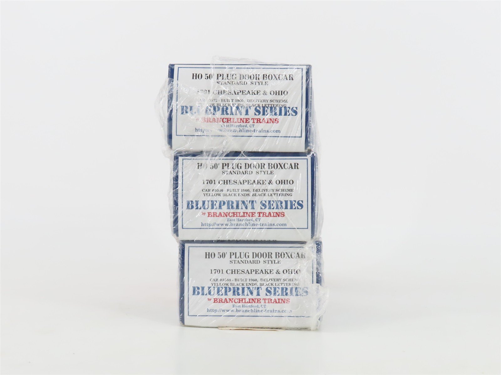 HO Scale Branchline Blueprint Series Kit 1701 C&O 50' Plug Door Box Car 3-Pack