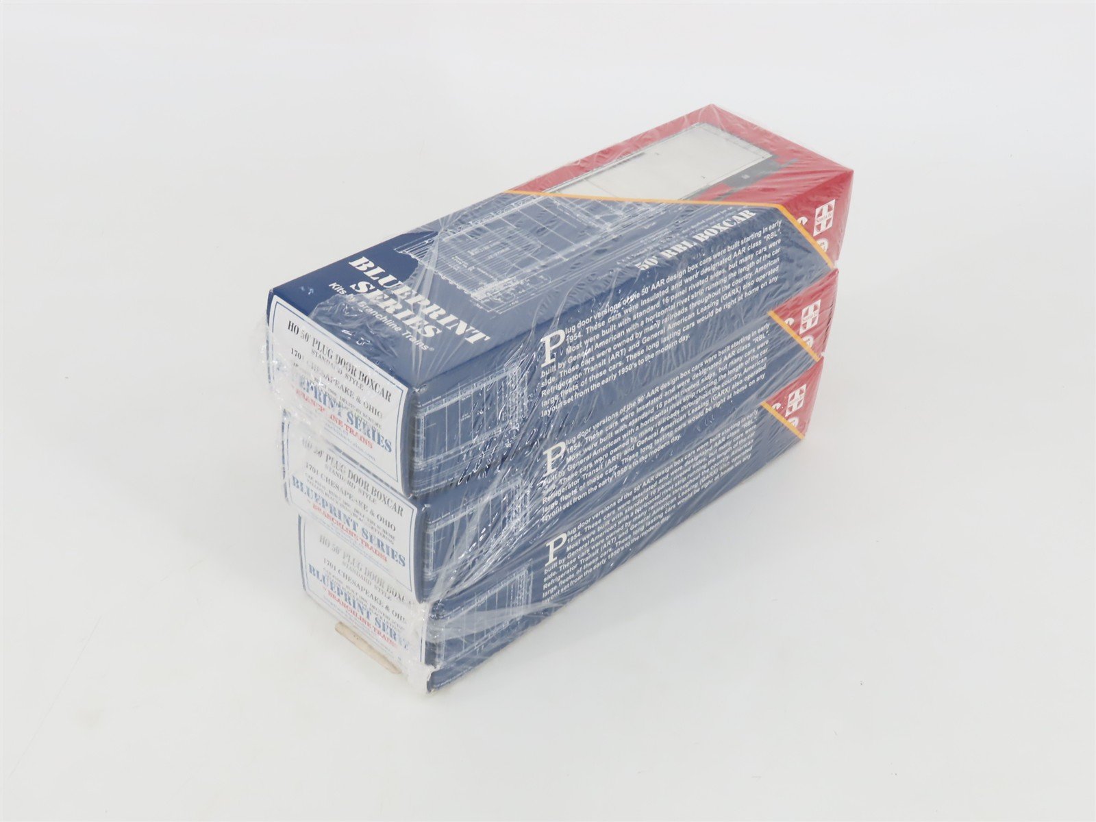 HO Scale Branchline Blueprint Series Kit 1701 C&O 50' Plug Door Box Car 3-Pack