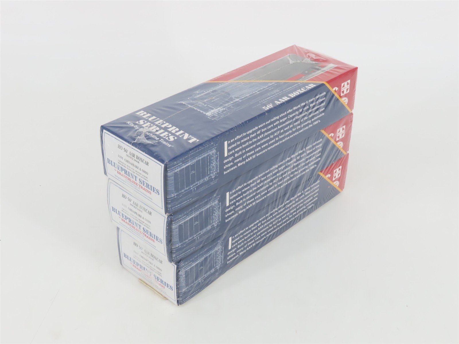 HO Scale Branchline Blueprint Series Kit 1101 C&O 50' Box Car 3-Pack - SEALED