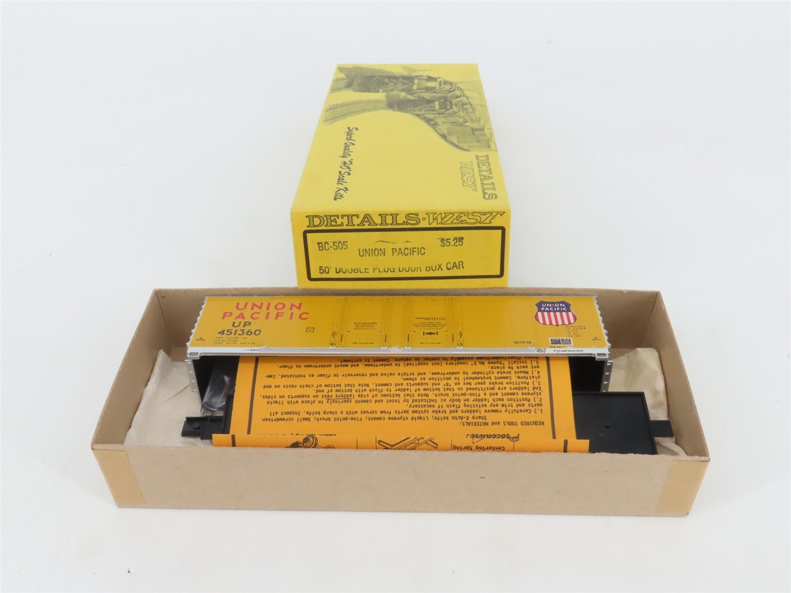 HO Details West Kit BC-505 UP Union Pacific 50' Double Plug Door Box Car #451360