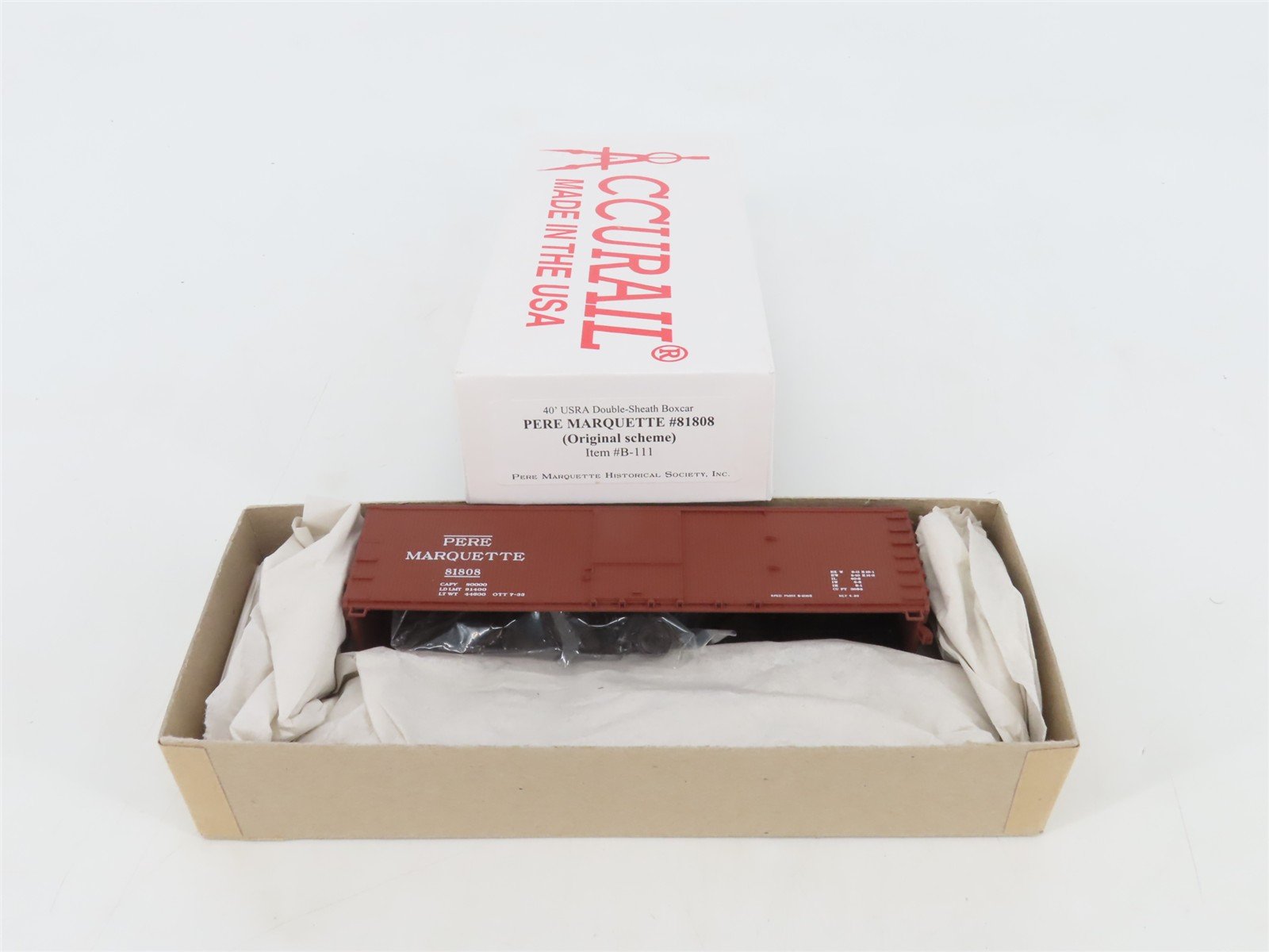 HO Scale Accurail PMHS Custom Run Kit B-111 PM Pere Marquette 40' Box Car #81808