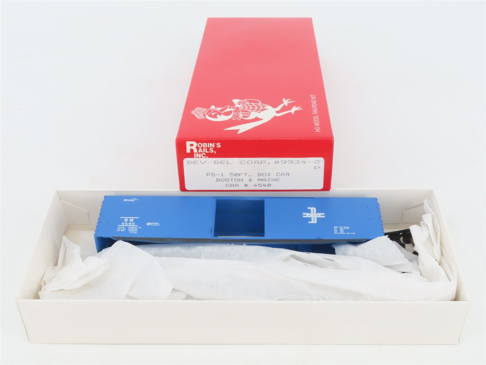 HO Scale Robin's Rails/Bev-Bel Kit 9934-2 BM Boston & Maine 50' Box Car #4540