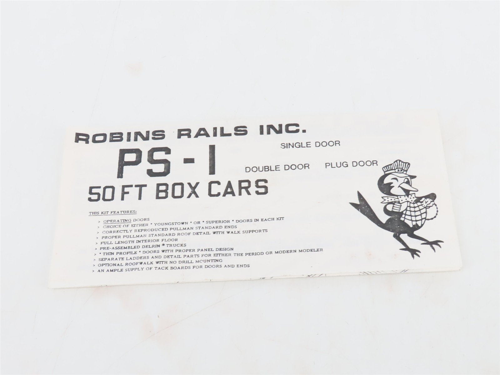 HO Scale Robin's Rails Kit 5300 Undecorated Brown PS-1 50' Single Door Box Car