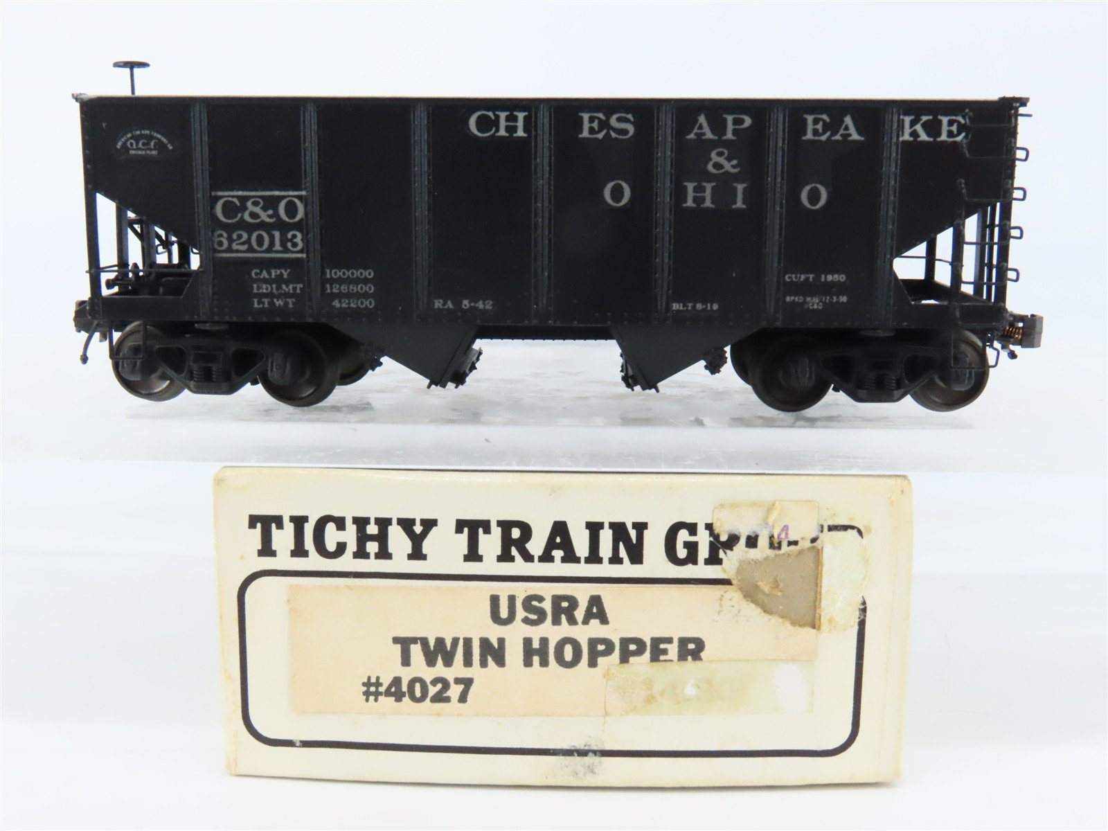 HO Scale Tichy 4027 C&O Chesapeake & Ohio 2-Bay Open Hopper #62013 CUSTOM