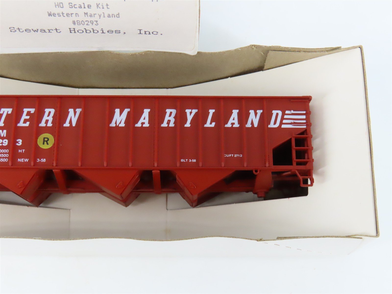 HO Scale Stewart 10003 WM Western Maryland 70-Ton 3-Bay Hopper Car #80293 Kit