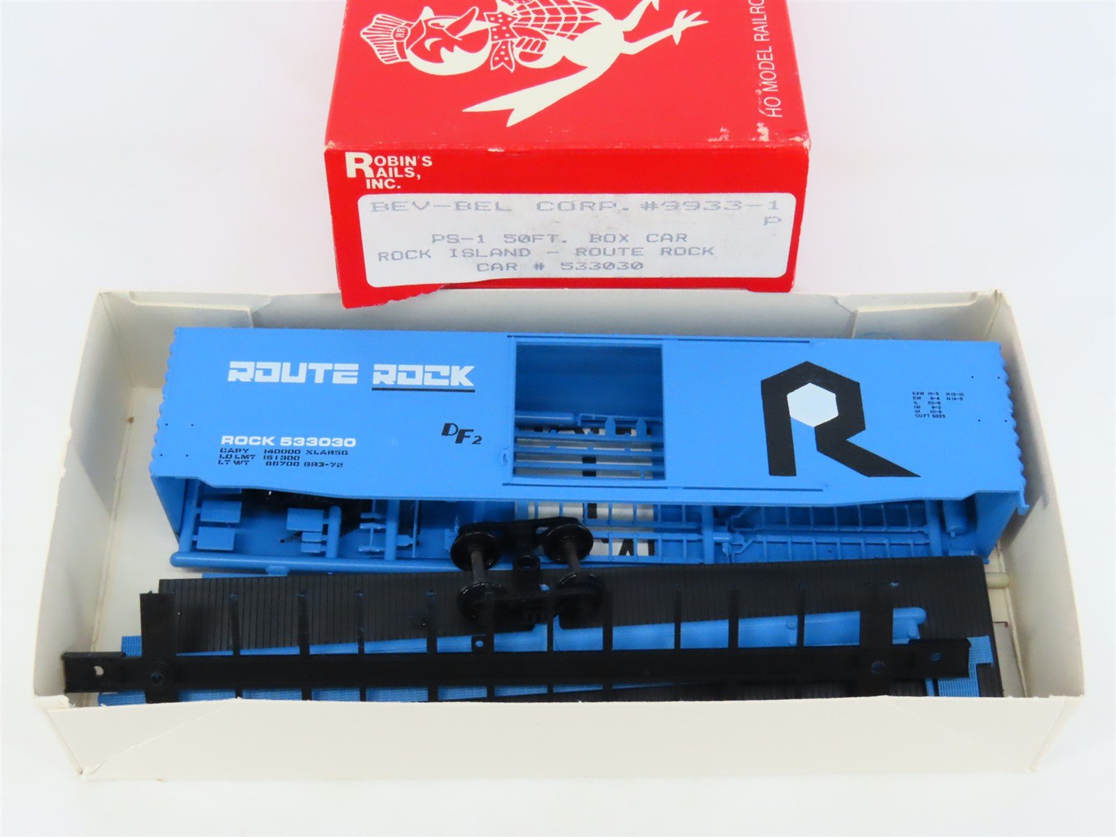 HO Scale Bev-Bel/Robins 9933-1 RI Rock Island 50' PS-1 Boxcar #533030 Kit
