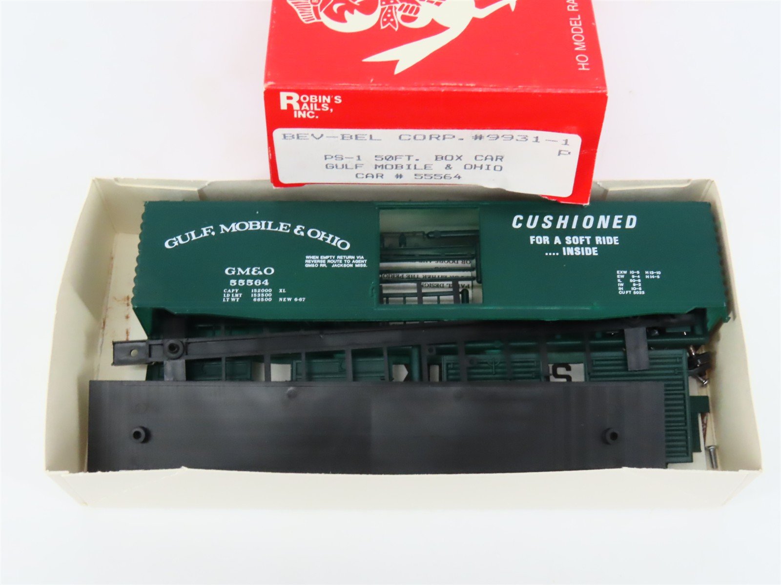 HO Bev-Bel/Robins 9931-1 GM&O Gulf Mobile & Ohio 50' PS-1 Boxcar #55564 Kit