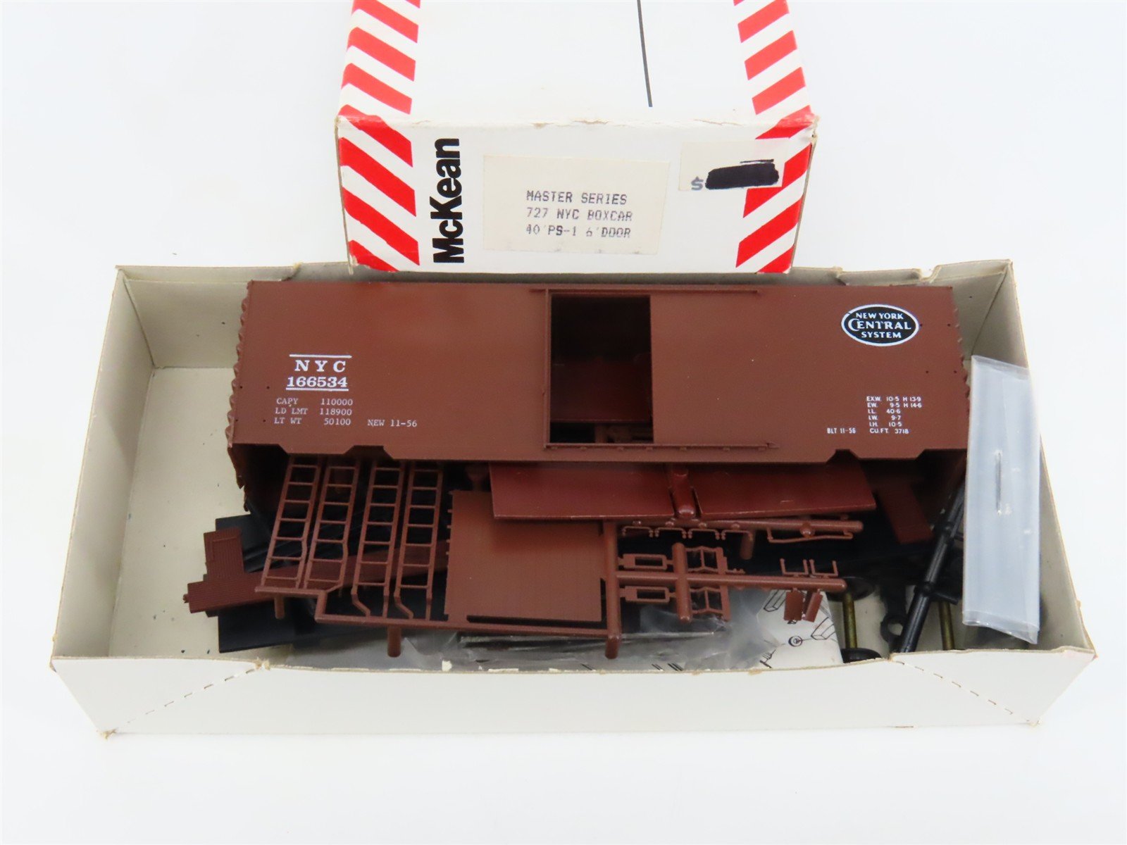 HO McKean Master Series 727 NYC New York Central 40' PS-1 Boxcar #166534 Kit