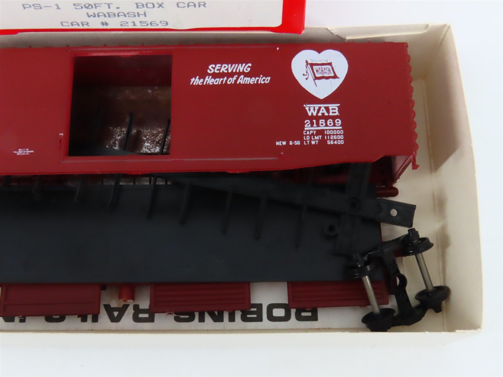 HO Scale Bev-Bel/Robins 9935-1 WAB Wabash 50' PS-1 Boxcar #21569 Kit