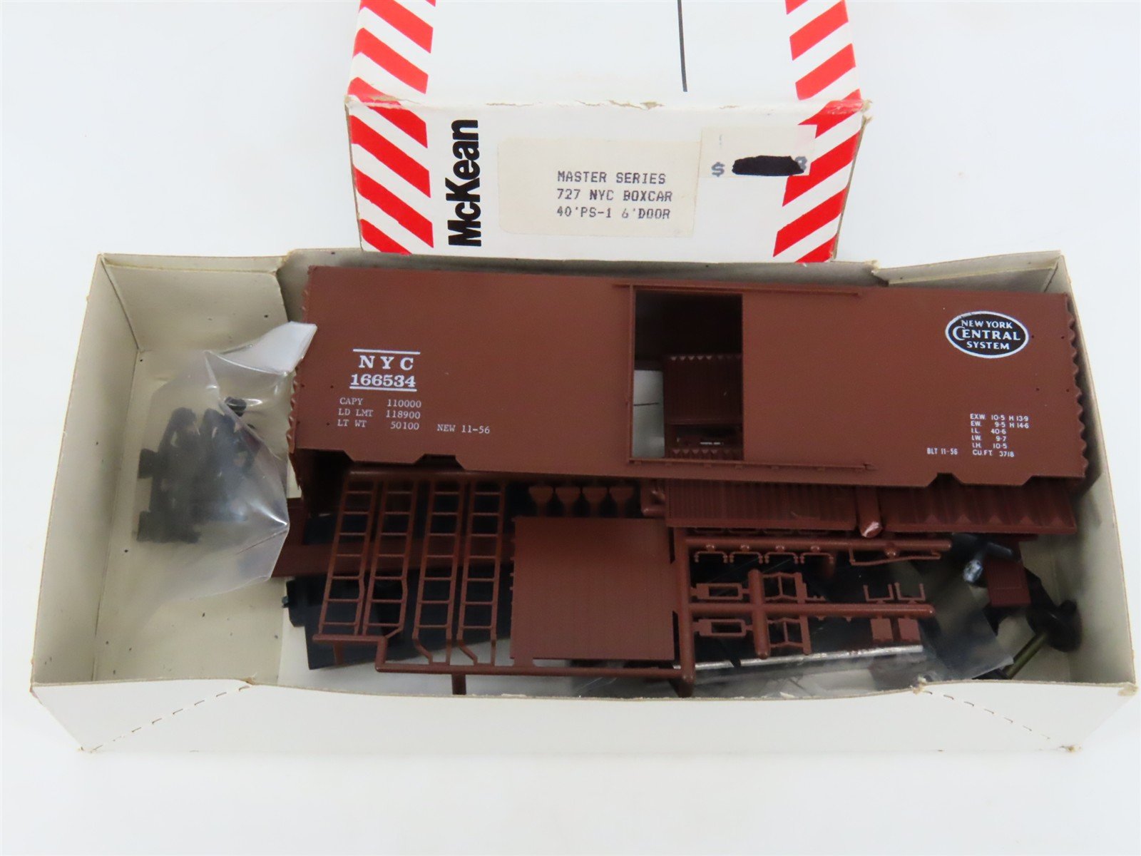 HO McKean Master Series 727 NYC New York Central 40' PS-1 Boxcar #166534 Kit