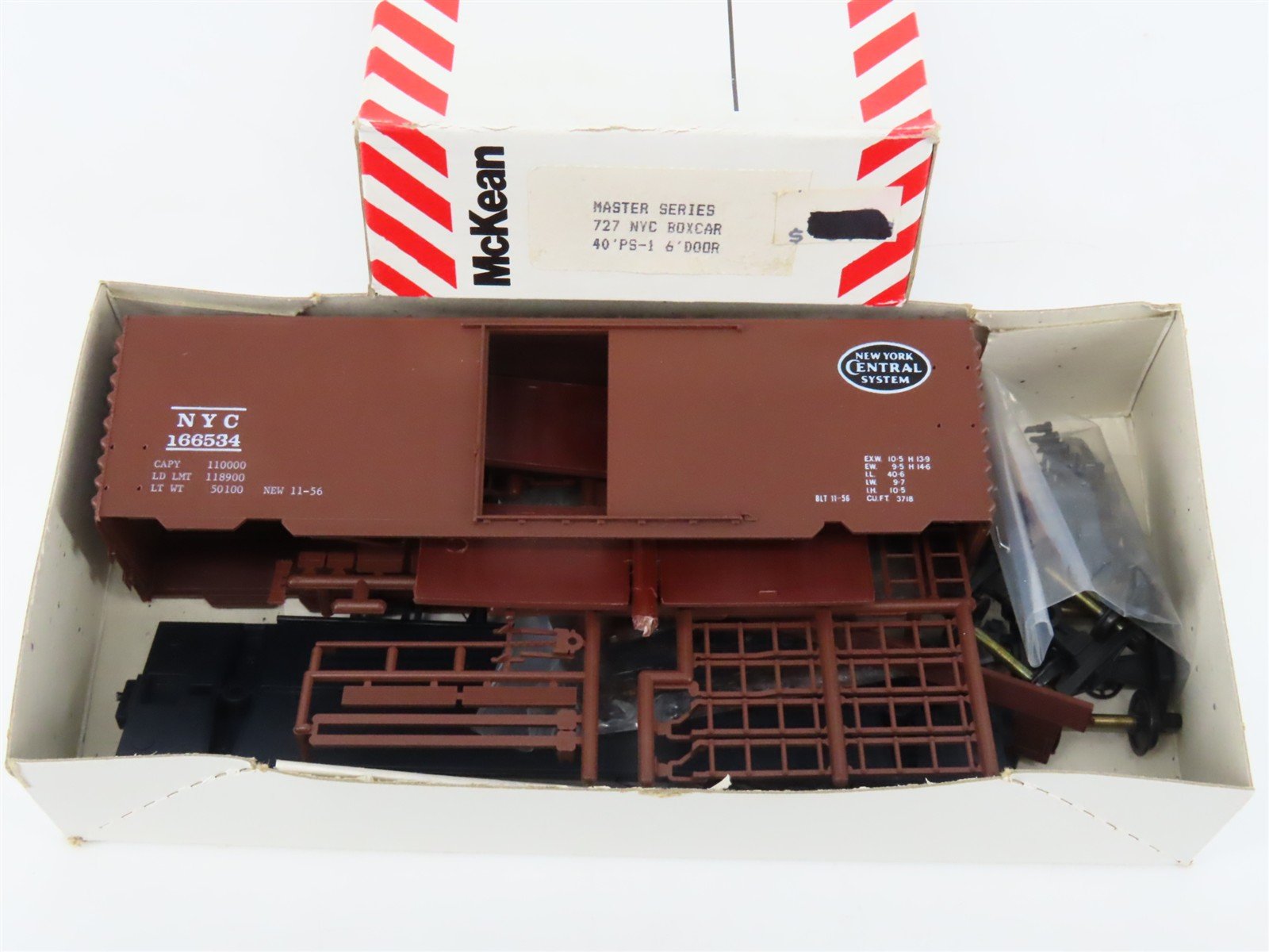 HO McKean Master Series 727 NYC New York Central 40' PS-1 Boxcar #166534 Kit
