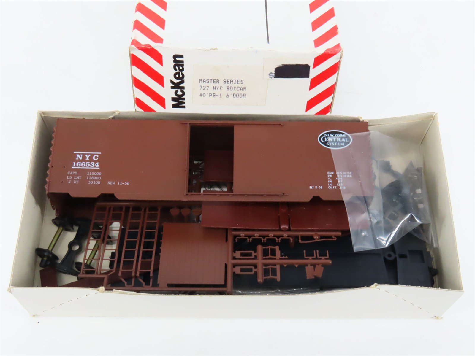 HO McKean Master Series 727 NYC New York Central 40' PS-1 Boxcar #166534 Kit