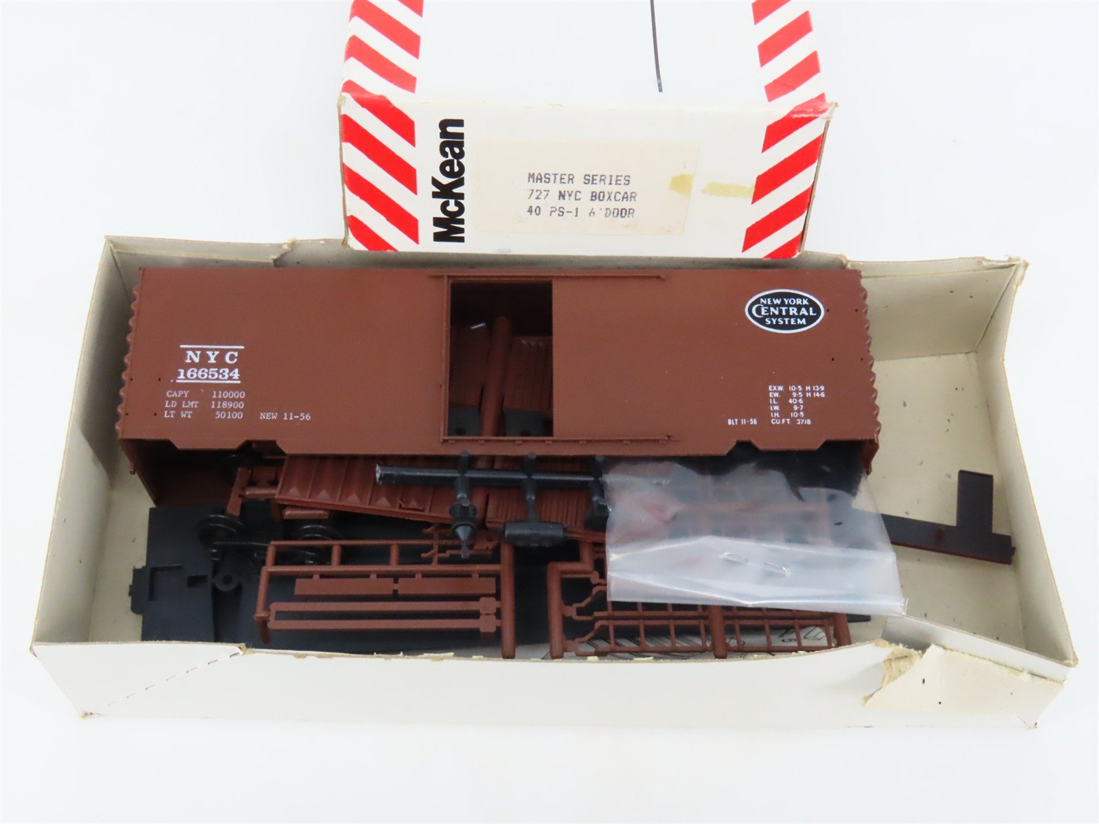 HO McKean Master Series 727 NYC New York Central 40' PS-1 Boxcar #166534 Kit