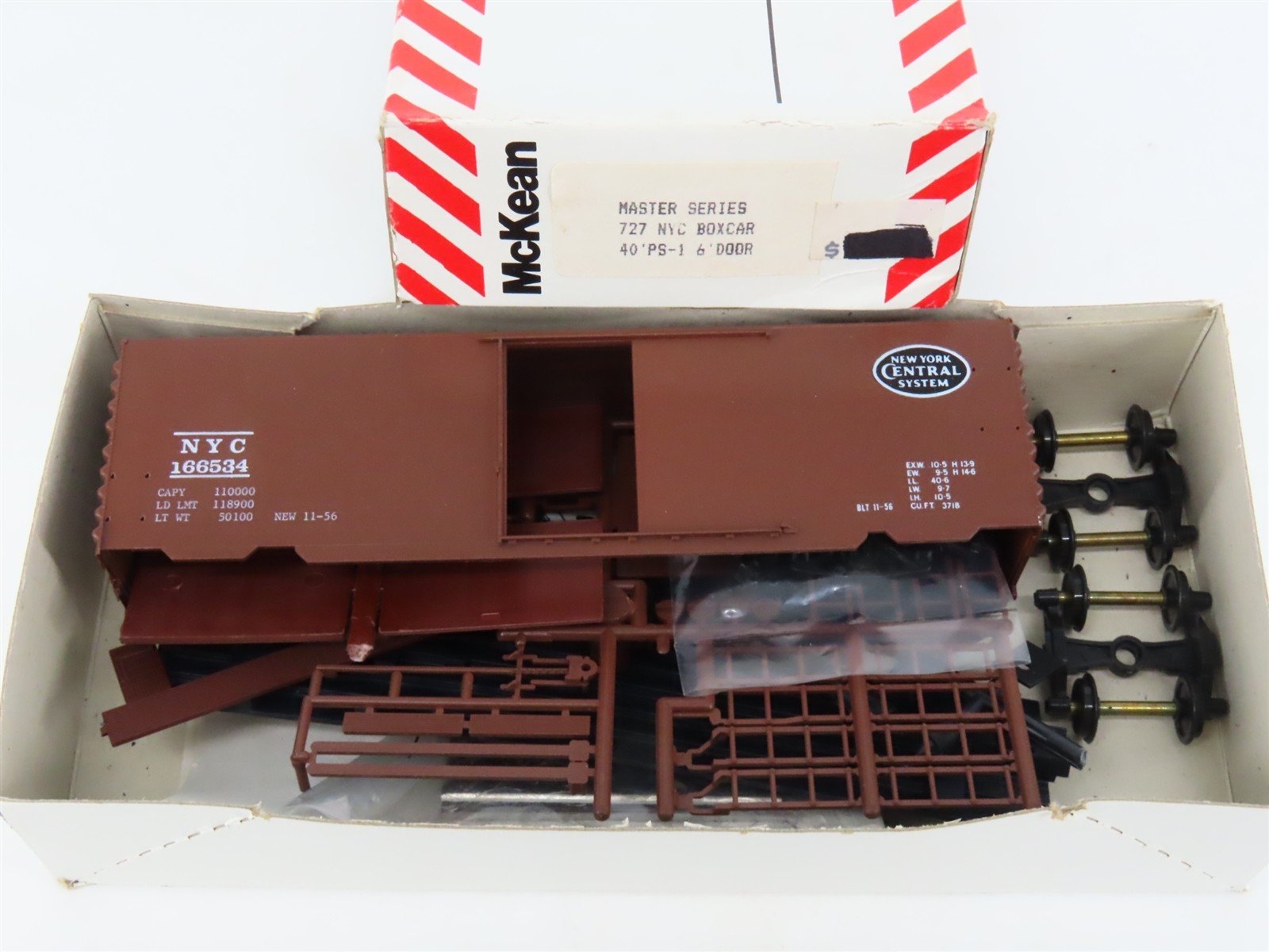 HO McKean Master Series 727 NYC New York Central 40' PS-1 Boxcar #166534 Kit