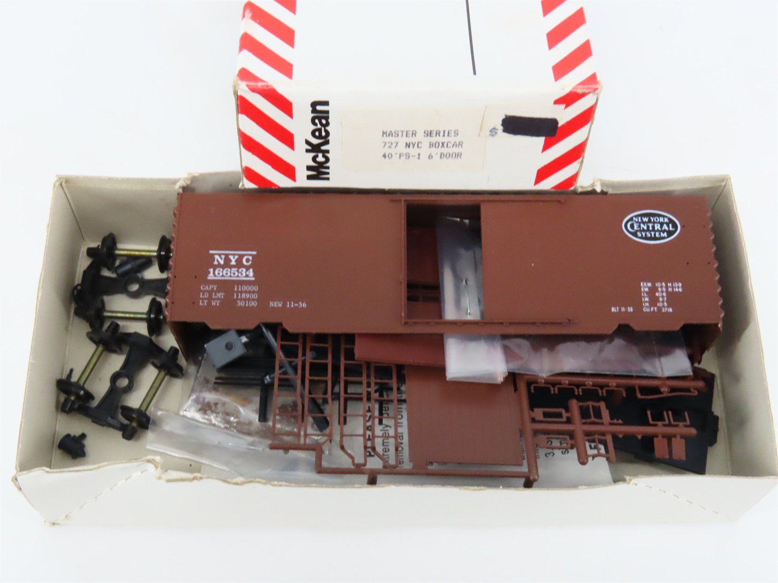 HO McKean Master Series 727 NYC New York Central 40' PS-1 Boxcar #166534 Kit