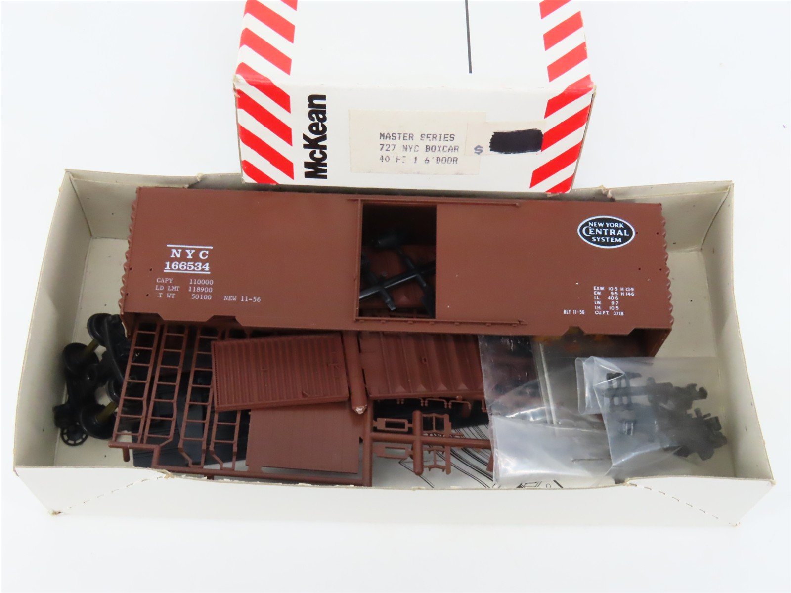 HO McKean Master Series 727 NYC New York Central 40' PS-1 Boxcar #166534 Kit