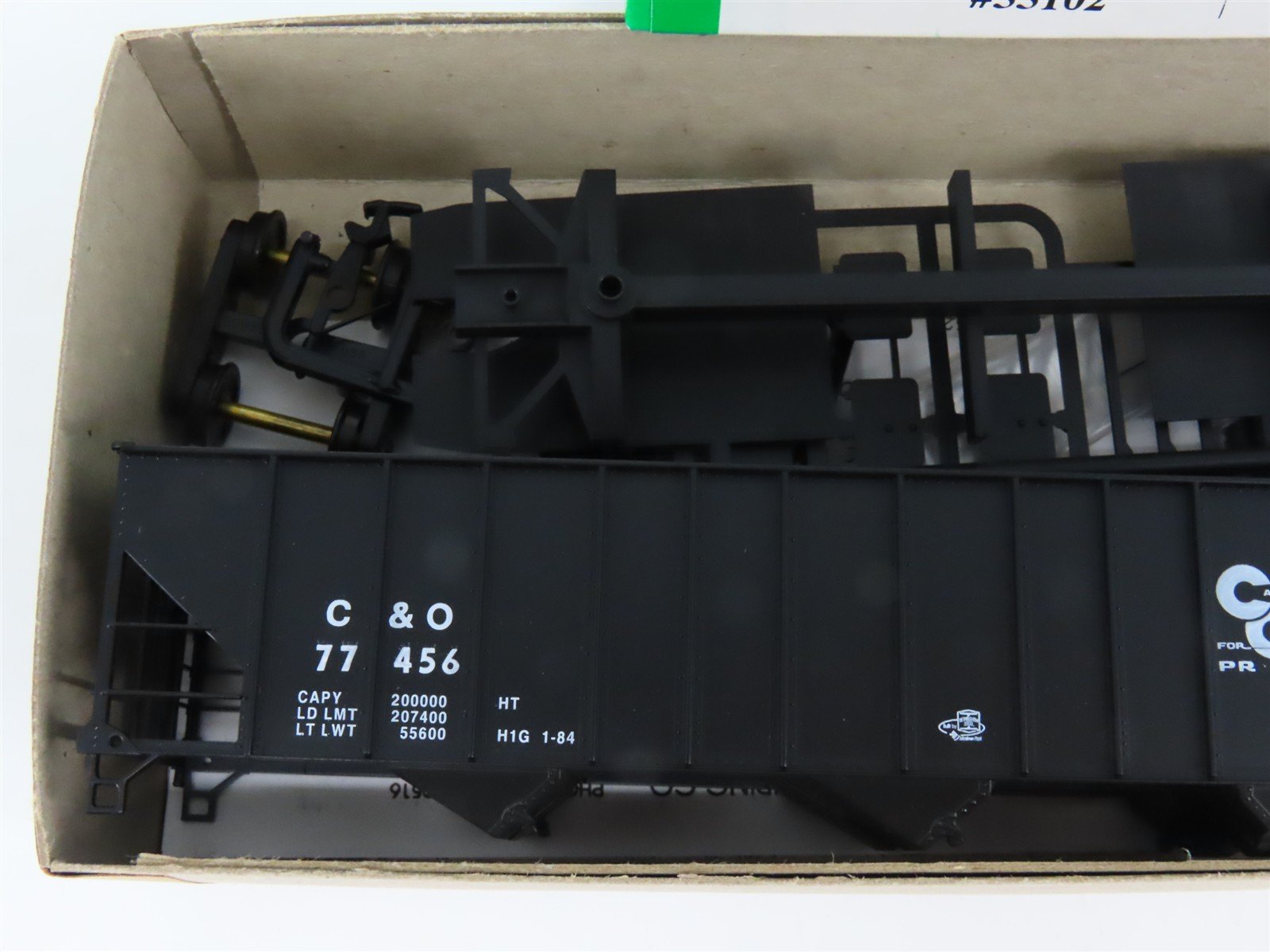 HO Scale Bowser 55102 C&O Chesapeake & Ohio 45' 3-Bay Hopper Car #77456 Kit
