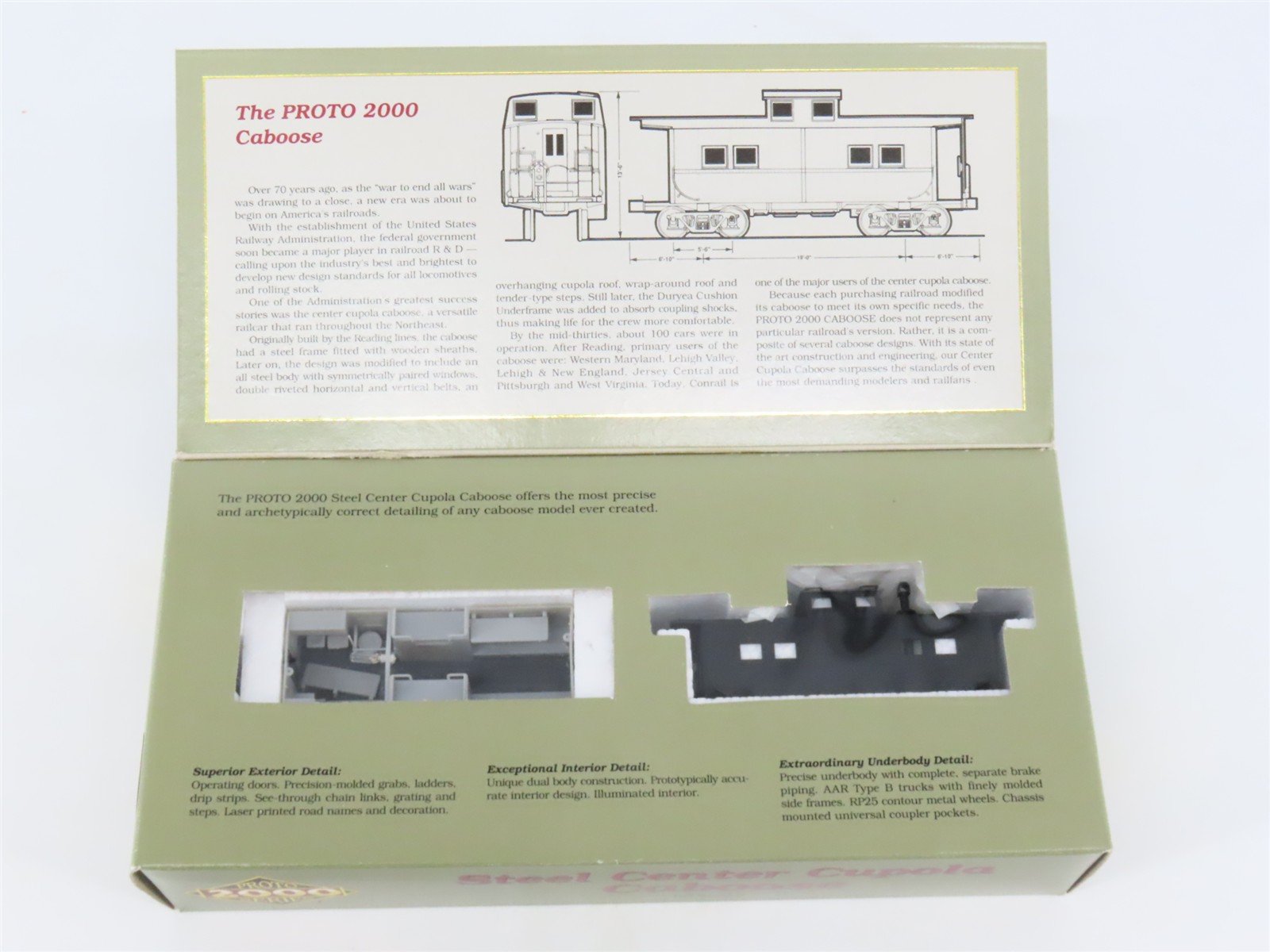 HO Scale Life-Like Proto 2000 Kit 8244 Undecorated Steel Center Caboose w/ Light