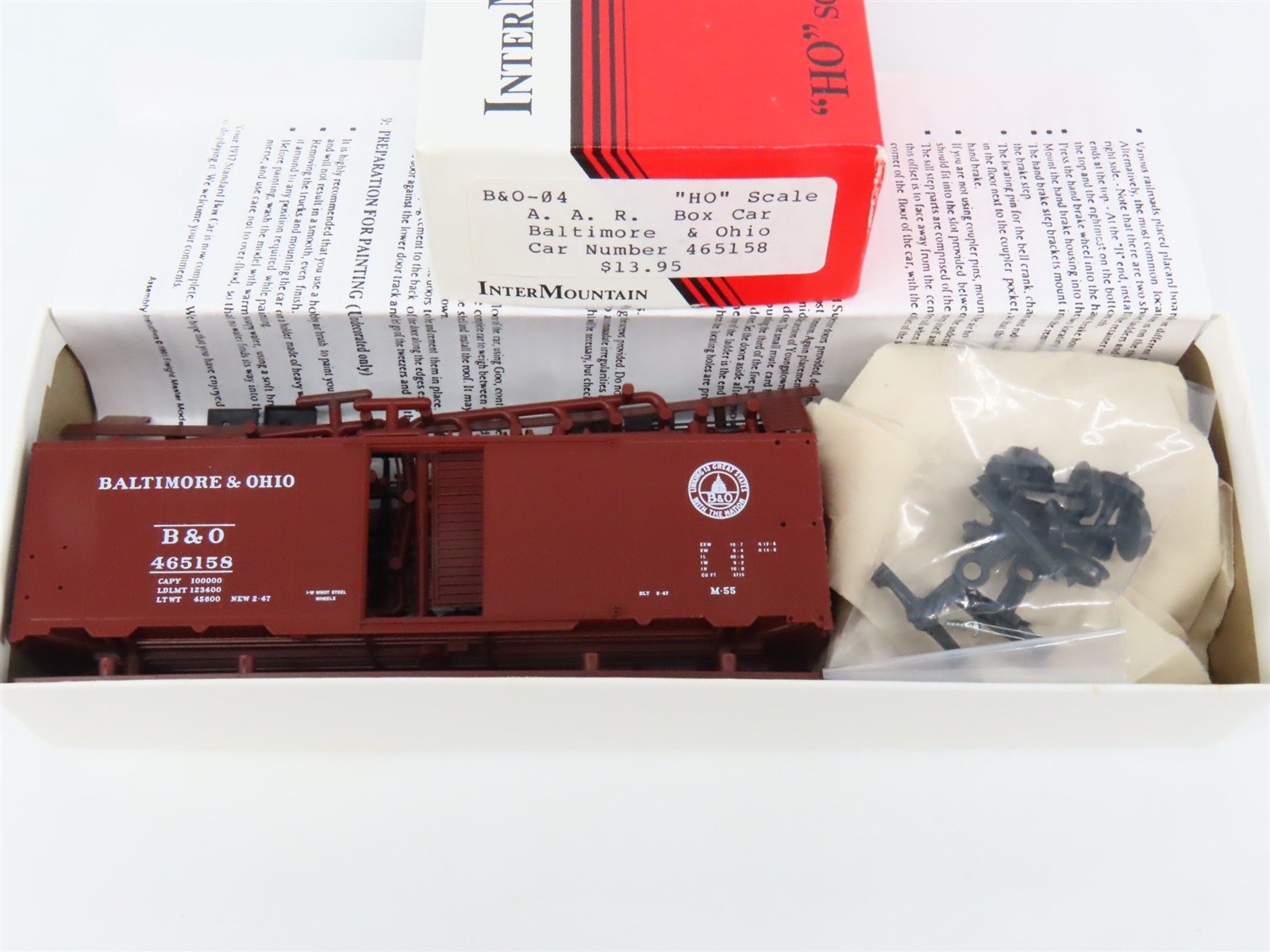 HO Scale InterMountain Kit B&O-04 B&O Baltimore & Ohio 40' Box Car #465158