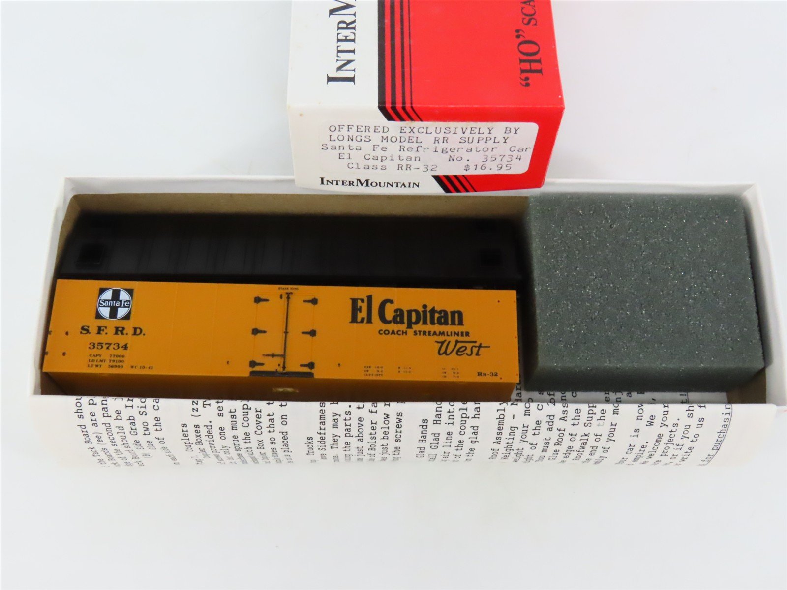 HO Scale InterMountain/Longs Model RR Supply Kit SFRD El Capitan Reefer #35734