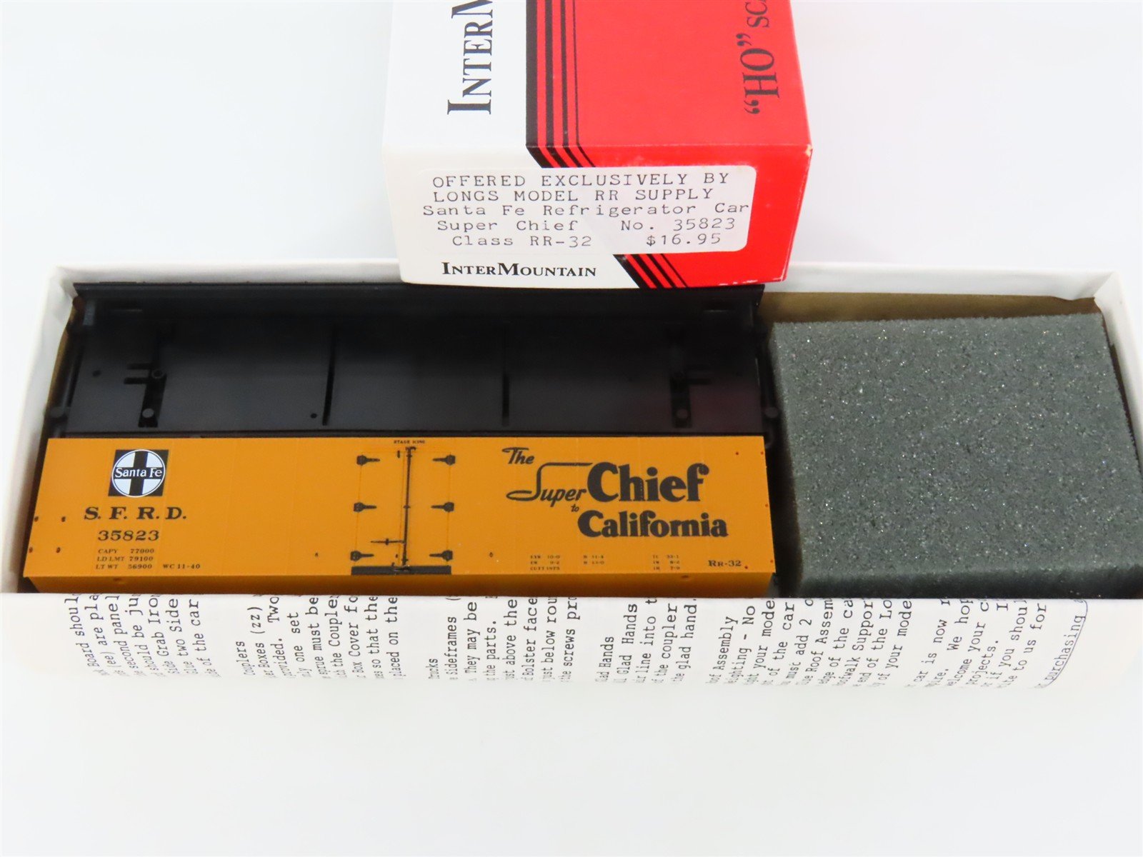 HO Scale InterMountain/Longs Model RR Supply Kit SFRD Super Chief Reefer #35823