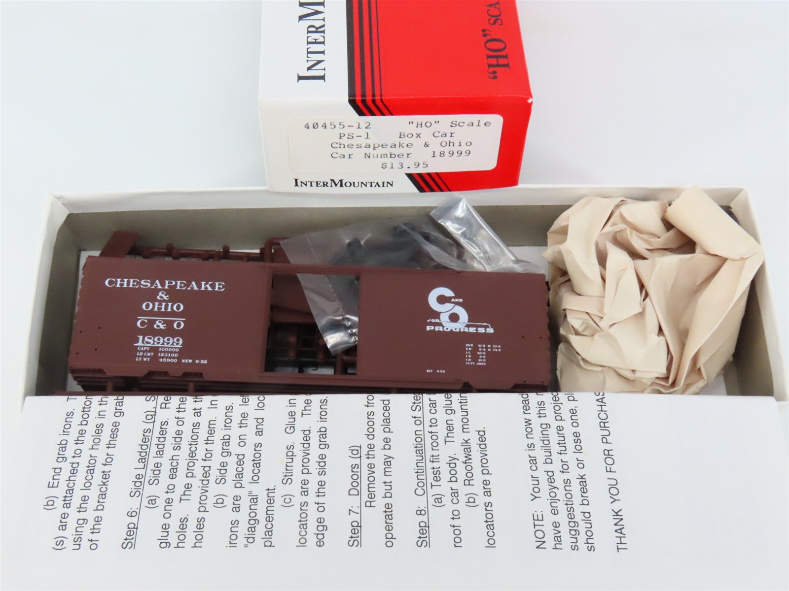 HO InterMountain Kit 40455-12 C&O Chesapeake & Ohio Progress 40' Box Car #18999