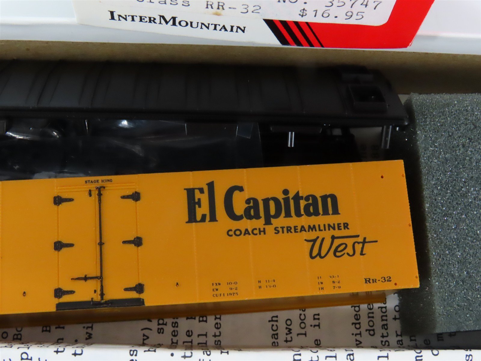 HO Scale InterMountain/Longs Model RR Supply Kit SFRD El Capitan Reefer #35747