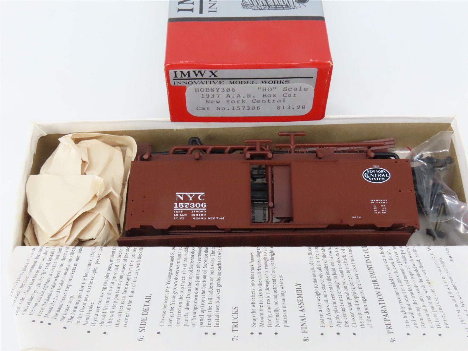 HO Scale IMWX Kit HOBNY306 NYC New York Central 40' Single Door Box Car #157306