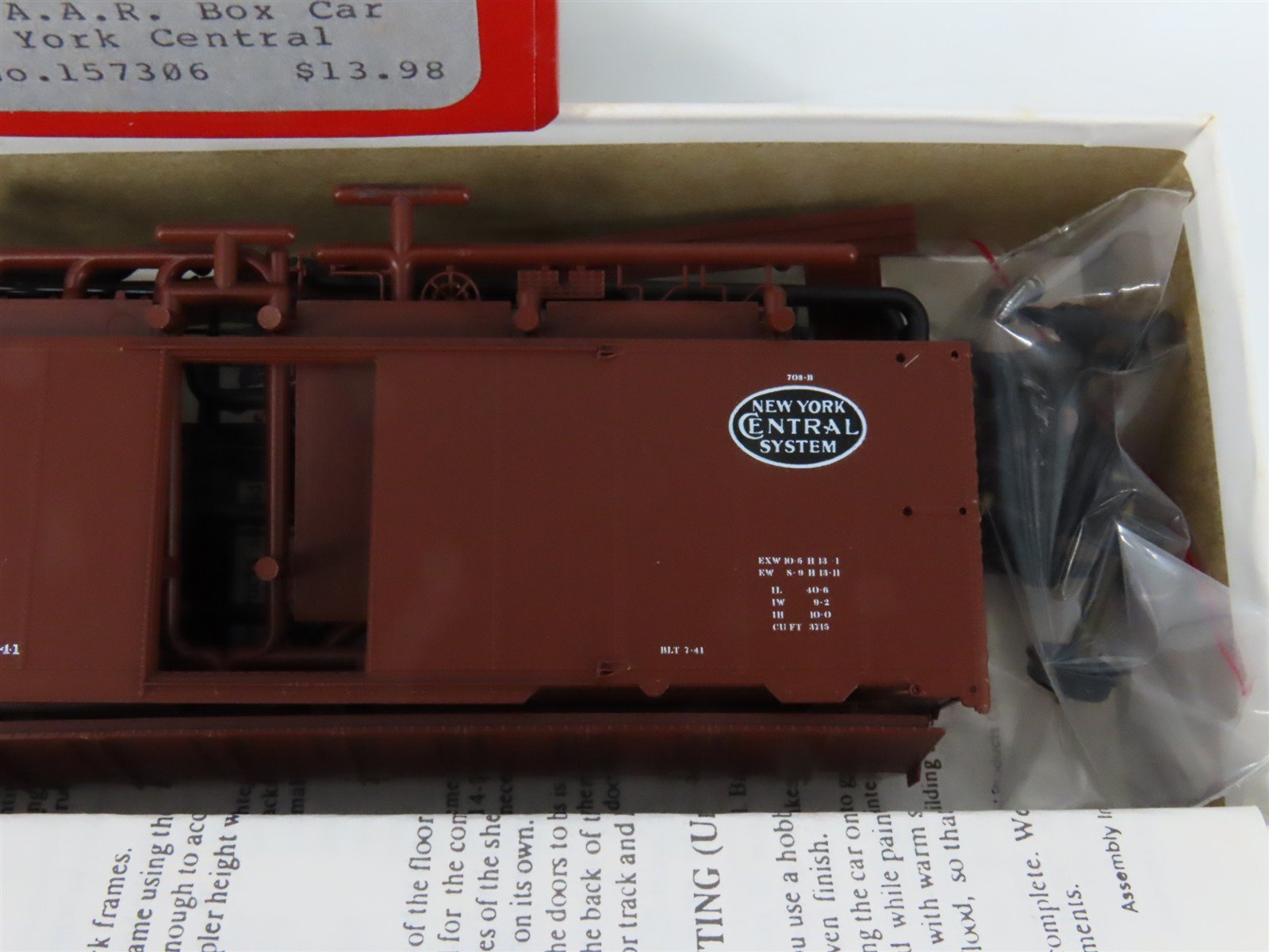 HO Scale IMWX Kit HOBNY306 NYC New York Central 40' Single Door Box Car #157306