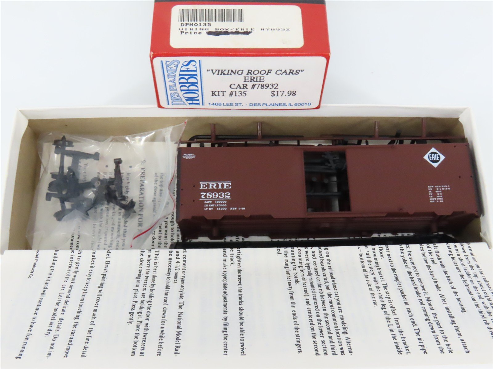 HO Scale IMWX/Des Plaines Hobbies Kit 135 Erie "Viking Roof Cars" Box Car #78932