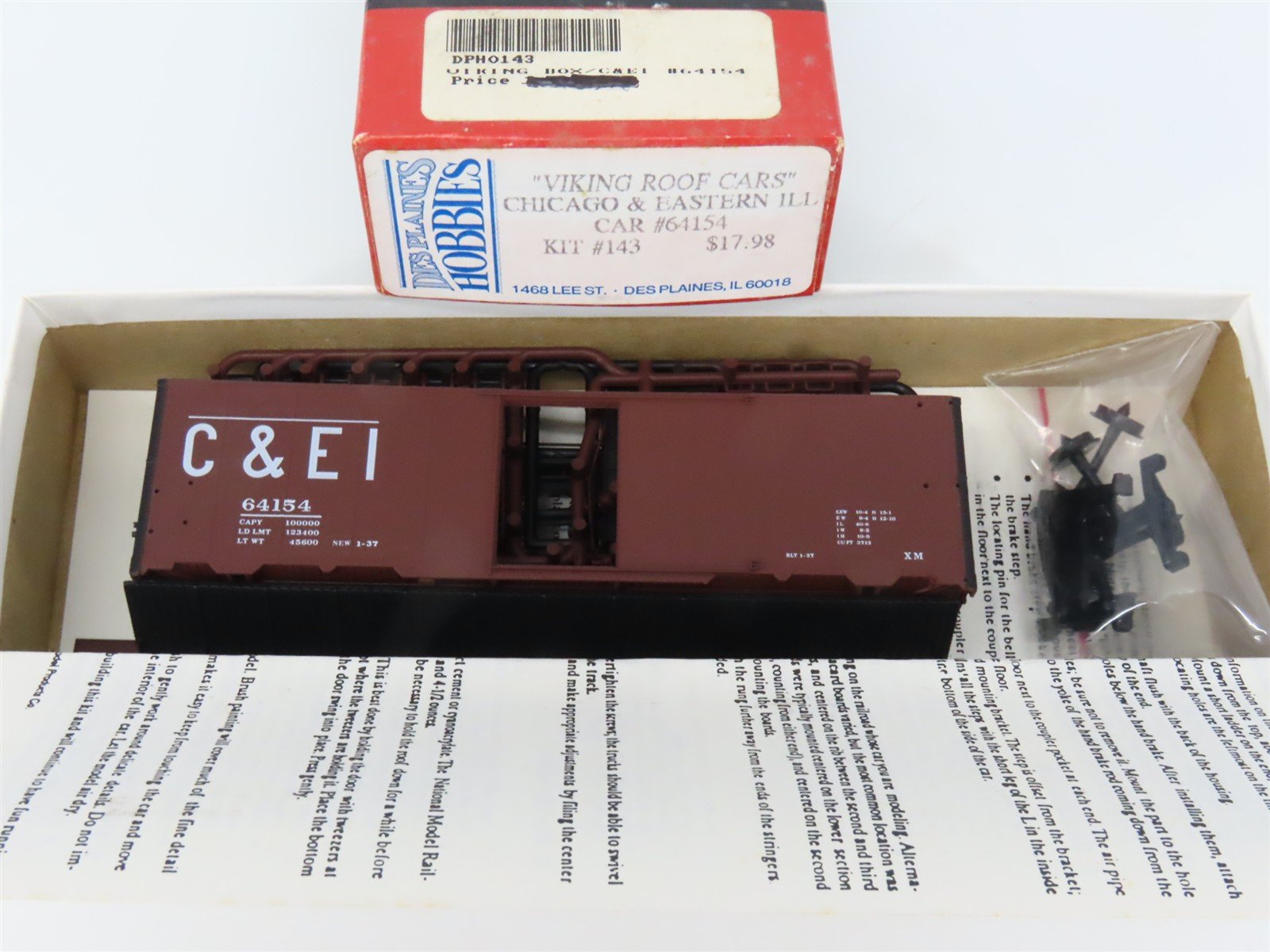 HO Scale IMWX/Des Plaines Hobbies Kit 143 C&EI "Viking Roof Cars" Box Car #64154
