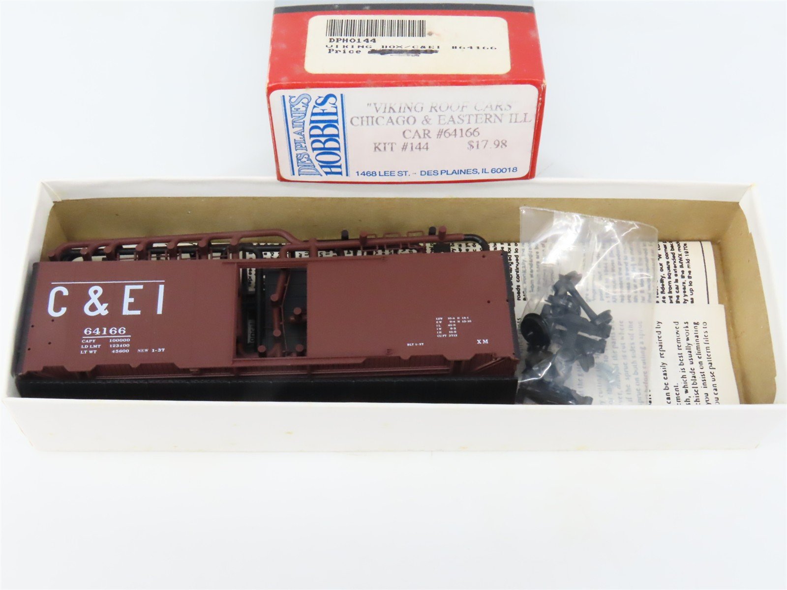 HO Scale IMWX/Des Plaines Hobbies Kit 144 C&EI "Viking Roof Cars" Box Car #64166