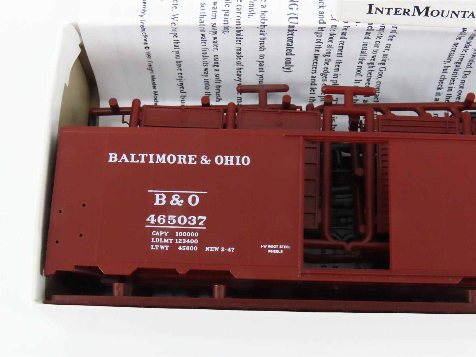 HO Scale InterMountain Kit B&O-02 B&O Baltimore & Ohio AAR 40' Box Car #465037