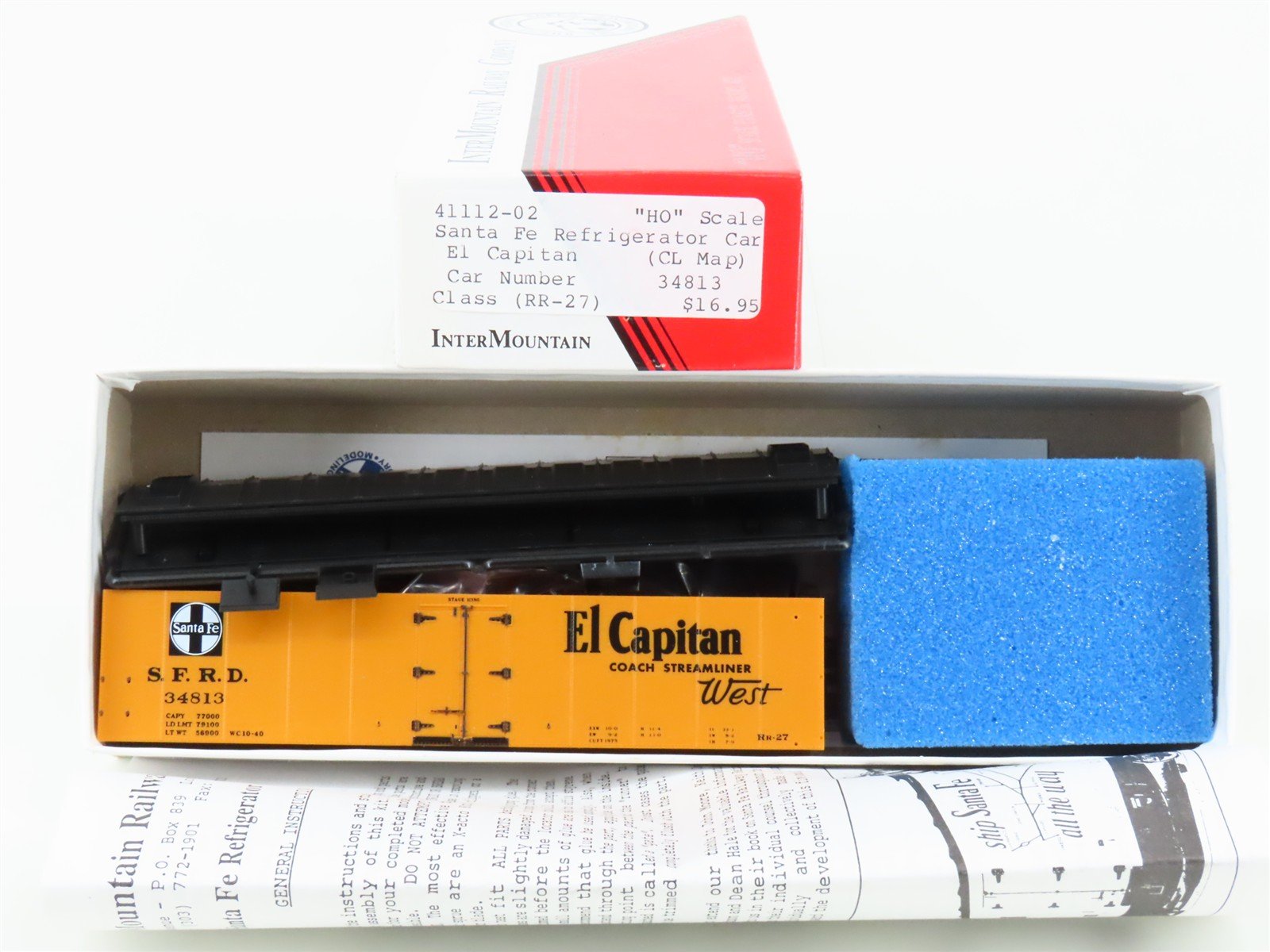 HO Scale InterMountain Kit 41112-02 SFRD Santa Fe El Capitan/Map Reefer #34813