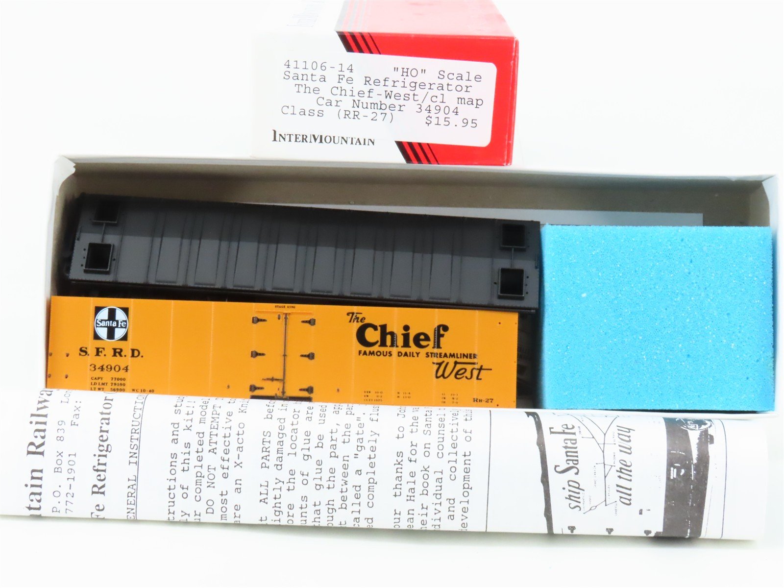 HO Scale InterMountain Kit 41106-14 SFRD Santa Fe Chief West/Map Reefer #34904