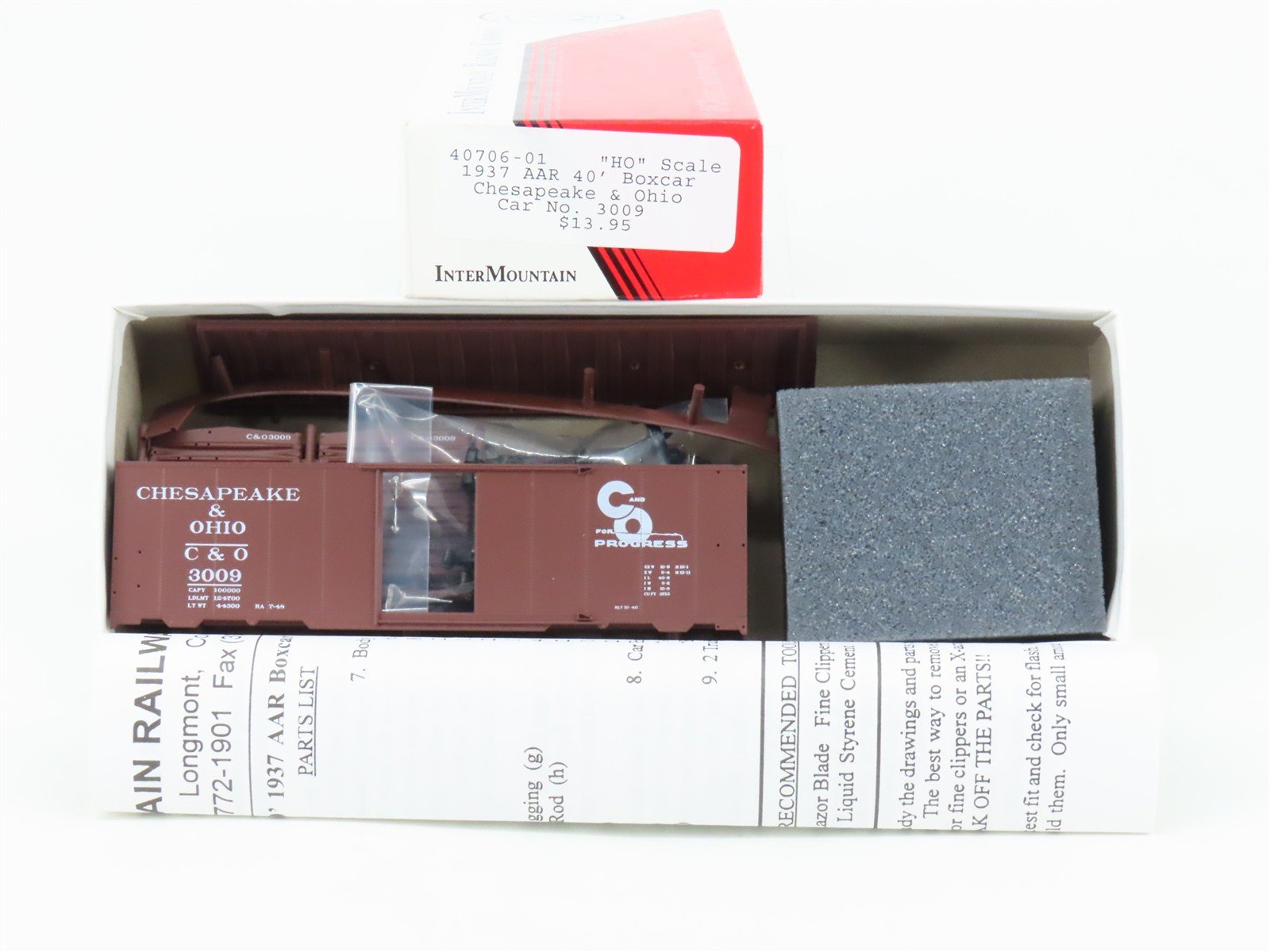 HO InterMountain Kit 40706-01 C&O Chesapeake & Ohio Progress 40' Box Car #3009
